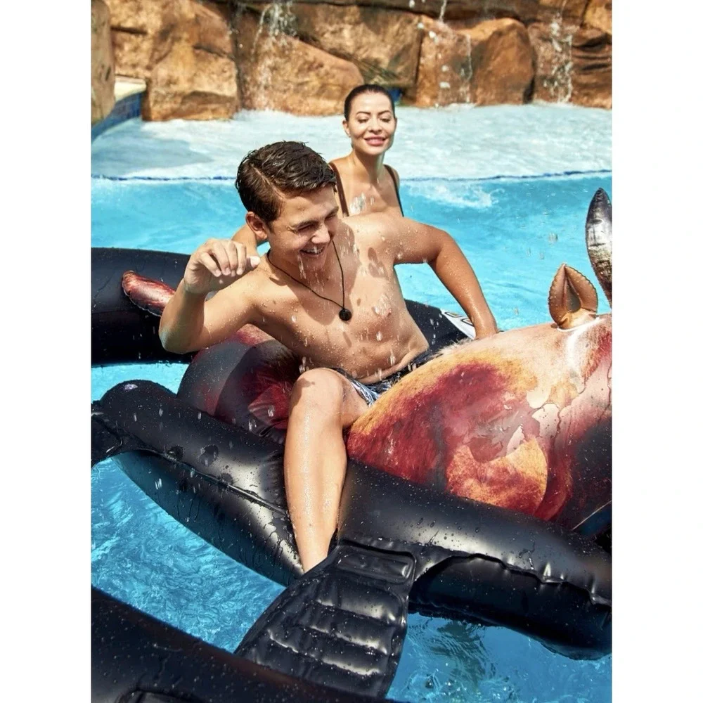Inflatable Bull Pool Toy Adult Play Large Bull Ride Party MSRP 110 - Picture 4 of 8